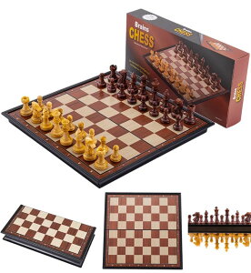 �`�F�X�Z�b�g Chess Sets Magnetic Board Games - 11.8 Inches Travel Chess Set for Teenager & Adults, Wooden-Style Folding Portable Chess Gifts Classic 2-Player Strategy Family Game for Beginner and Professional �y���s�A���i�z