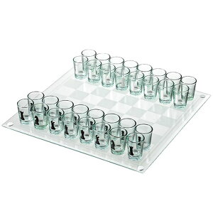 �`�F�X�Z�b�g Shot Glass Chess Set ? 13.78" Chess Board with 32 Mini 1.89" Shot Glass Pieces, Fun Drinking Chess Game for Adults, Party Game & Novelty Gift �y���s�A���i�z