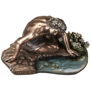 �`�F�X�Z�b�g Veronese Design 6 3/4 Inch Narcissus and his Reflection Cold Cast Resin Bronze Finish Sculpture �y���s�A���i�z