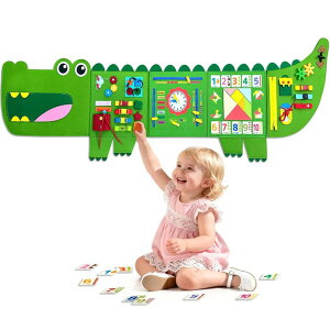 �v���C�p�l�� �m�� ���� �� Rivibou Crocodile Foldable Activities Montessori Busy Board Toddler Busy Board Montessoris Toys for 3+ Years Old Wall Panel �y���s�A���i�z