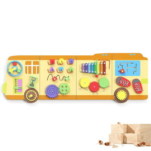�v���C�p�l�� �m�� ���� �� BlueWood Wooden Wall Busy Board Panels, Toddler Learning Activity Center, Montessori Philosophy Sensory, Educational Toys, Conducive to All-Round Development - School Bus �y���s�A���i�z