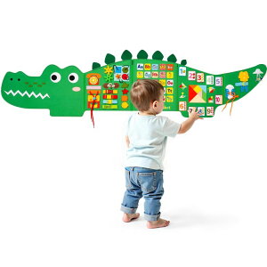 �v���C�p�l�� �m�� ���� �� Freudeere Crocodile Busy Board Montessori Busy Board,Sensory Toys for Kids,9 Activities Sensory Wall,Preschool Learning Panel Center for Kids,Foldable and Portable �y���s�A���i�z