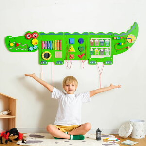 �v���C�p�l�� �m�� ���� �� nigwet Crocodile Sensory Toys Activity Wall Panels, Educational Montessori Busy Board for Toddlers, Activity Cube - Sensory Wall, Wooden Learning Toys, Interactive Toy-Green �y���s�A���i�z