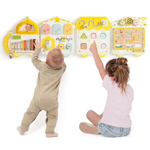 �v���C�p�l�� �m�� ���� �� ROBUD Activity Wall Busy Board, Spring Train Montessori Busy Board, 12-in-1 Wooden Sensory Wall Panel, Montessori Sensory Wall Panel for Boys & Girls, Ideal for Toddler Playroom Nursery Classroom �y���s�A���i