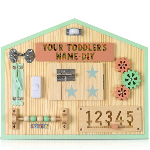 �v���C�p�l�� �m�� ���� �� HomeSkill Wall & Travel Busy Board Panel ? Can Be Personalized ? Sensory Toy with 11 Activities ? Solid Wooden Activity Board to Promote Early Childhood Development ? Perfect for Toddler Playrooms �y���s�A���i