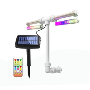 �K�[�f�� ���� �C���e���A���� �u���^ ���� ��̃I�u�W�F �E�H�[�^�[�t�H�[���t�@�E���e�� Solar Pool Fountain with Lights-7 RGB Colors & 42 Lighting Effects, 360° Rotation Dual-Head Sprinkler, Remote-Controlled, IP68 Wate
