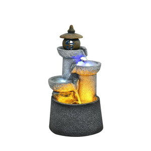 ��� ���� ��̃I�u�W�F �e�[�u���g�b�v�t�@�E���e�� �C���e���A���� Qingyignge 27�h H Modern Outdoor Fountain 2 Crocks Outdoor Garden Fountains LED Light for Garden, Patio, Deck, Porch, Backyard and Home Art Decor �y���s�A