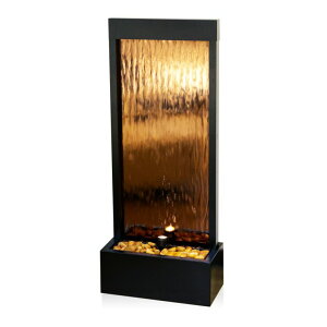 ��� ���� ��̃I�u�W�F �e�[�u���g�b�v�t�@�E���e�� �C���e���A���� Alpine Corporation 48 Tall Indoor Modern Wall Mounted Zen Mirror Waterfall Floor Fountain with Stones and LED Lights Decor for Office, Living Room, Entryway, Bro