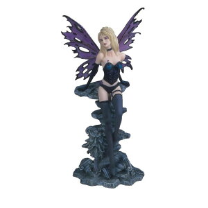 ��� ���� ��̃I�u�W�F �e�[�u���g�b�v�t�@�E���e�� �C���e���A���� ICE ARMOR 12 H Purple and Black Fairy with Gargoyle Fountain Figurine Statue Sculpture Ornament Decor for Housewarming, Holidays, Christmas for Men/Women �y��