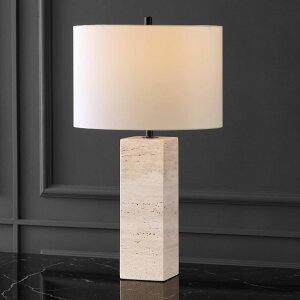 �T�t�@���B�� safavieh �e�[�u�������v �T�t�@�r�� �T�t�@���B�A SAFAVIEH Couture Collection Katebryn Travertine/Black 26-inch Dimmable Table Lamp for Bedroom Living Room Home Office Desk Nightstand �y���s�A���i�z