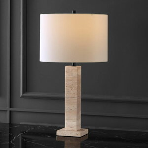 �T�t�@���B�� safavieh �e�[�u�������v �T�t�@�r�� �T�t�@���B�A SAFAVIEH Couture Collection Hannabeth Travertine/Black 27-inch Dimmable Table Lamp for Bedroom Living Room Home Office Desk Nightstand �y���s�A���i�z