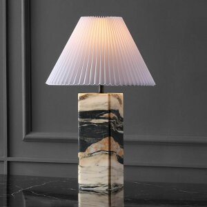 �T�t�@���B�� safavieh �e�[�u�������v �T�t�@�r�� �T�t�@���B�A SAFAVIEH Couture Lighting Collection Mackenzie Light Brown/Black Marble Square 25-inch Table Lamp for Bedroom Living Room Home Office Desk Nightstand (LED Bulb Included) 