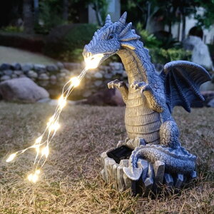 �K�[�f�����C�gLED�\�[���[���C�g �\�[���[�p���[ RCTTICUU Solar Dragon Garden Statues Outdoor Lights Watering Decor, Resin Dragon Figurine with 30 LED String Lights Lawn Patio Balcony Art Decoration,Housewarming, Birthday,Mothers Day �y