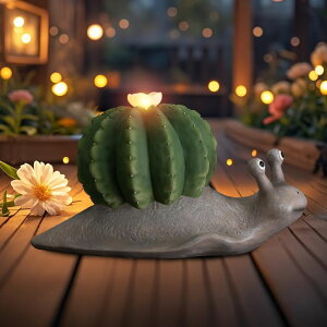 �K�[�f�����C�gLED�\�[���[���C�g �\�[���[�p���[ Etlemonde Solar Cactus Snail Statue Garden Decor Light - Outdoor Decorative LED Flower, Suitable for Patio, Lawnand Garden Decorations, Gifts for Mom �y���s�A���i�z