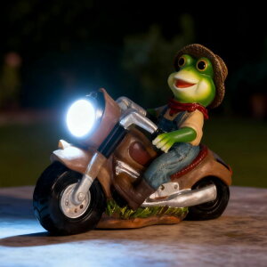 �K�[�f�����C�gLED�\�[���[���C�g �\�[���[�p���[ JJVIHAHA Solar Frog Motorcycle Statue Light-Outdoor Garden Decor Figurine with LED Headlight,-Resin Frog Riding Motorbike Ornament for Patio, Yard, Lawn, Pathway- Unique Housewarming G �y