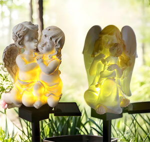 �K�[�f�����C�gLED�\�[���[���C�g �\�[���[�p���[ QH & Garden 2-Pack Angel Solar Garden Light - LED Waterproof Lights Mother's Day Gift,Solar Powered Garden Stake Lights for Balcony, Yard, Lawn, Pathway, Walkway-Angel Statues Grave De �y