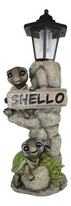 �K�[�f�����C�gLED�\�[���[���C�g �\�[���[�p���[ Ebros Gift Whimsical 2 Baby Tortoise Turtles Holding Shello Greeting Sign On Rock Outpost Solar LED Courtesy Path Light Garden Statue Home Decorative Patio Figurine �y���s�A���i�z
