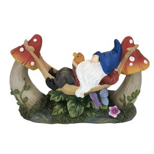 �K�[�f�����C�gLED�\�[���[���C�g �\�[���[�p���[ Solar-Powered Garden Gnome Statue - Mushroom LED Light Outdoor Lawn Ornament, Waterproof Resin Sculpture,Weather-Resistant Cute Figurine, Perfect for Yard, Garden Path, Patio Lighting �y