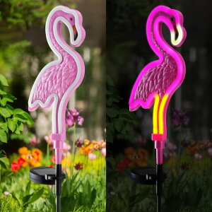 �K�[�f�����C�gLED�\�[���[���C�g �\�[���[�p���[ RD JIREDA Solar Flamingo Lights,Pink Neon Flamingo Solar Lights,Outdoor Garden Decor,Gift for dad,Housewarming Gift,Decorative Outdoor Light for Yard (2 Pack) �y���s�A���i�z