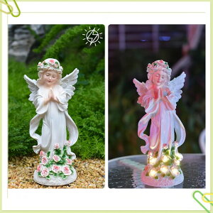 �K�[�f�����C�gLED�\�[���[���C�g �\�[���[�p���[ UINSUE Outdoor Solar Lamp Angel-Shaped Garden Ornament Waterproof Resin, Solar-Powered LED Light for Gardens and Yards D?cor (Stand) �y���s�A���i�z