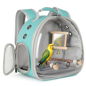 �C���R ���� �o�[�h �g���x���L�����A�[ Parrot Travel Carrier Bubble Window Backpack with Mirror Standing Toy,Portable Parrot Cage Backpack with Bird Stand Perch, Pet Travel Bag for Cockatiels, Love Bird,Small Birds �y���s�A���i�z