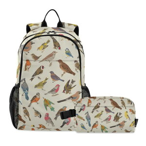 �C���R ���� �o�[�h �g���x���L�����A�[ Jucciaco Vintage Birds Backpack with Lunch Bag, School Travel Backpack for Teens Boys Girls Kids Backpacks Set �y���s�A���i�z