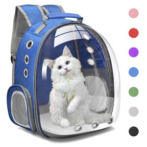 �C���R ���� �o�[�h �g���x���L�����A�[ Henkelion Cat Backpack Carrier Bubble Carrying Bag, Small Dog Backpack Carrier for Small Medium Dogs Cats, Space Capsule Pet Carrier Dog Hiking Backpack, Airline Approved Travel Carrier - Navy �y��