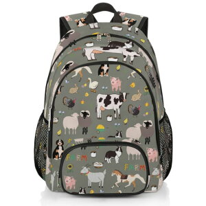�C���R ���� �o�[�h �g���x���L�����A�[ Funky Qiu School Backpack for Girls Boys- Waterproof College School Bag Bookbag Daypack Travel Backpack for Woman Man,Cute Farm Animal �y���s�A���i�z