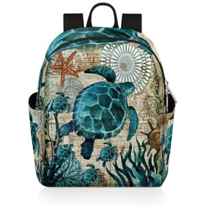 �C���R ���� �o�[�h �g���x���L�����A�[ Ocean Turtle Mini Backpack Purse for Women, Sea Turtles Lightweight Small Backpack Casual Travel Bag Daypack for Girls Children Teens Adult School Backpack �y���s�A���i�z