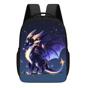 �C���R ���� �o�[�h �g���x���L�����A�[ KOYI Kids Dragon Backpack Baby Dragon in Galaxy Style Backpack for Boys Girls, 16 Inch Kids Backpacks for Kindergarten, Elementary School Boys and Girls, Childish Animal in Dark Space �y���s�A��