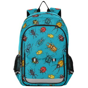 �C���R ���� �o�[�h �g���x���L�����A�[ JHKKU Kids Backpack for Boys Girls Bookbags Elementary Backpack Beetles Bugs School Bags Travel Daypack Lightweight Waterproof with Reflective Strip �y���s�A���i�z