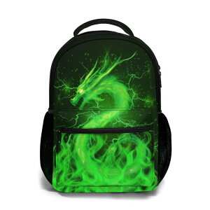 �C���R ���� �o�[�h �g���x���L�����A�[ Miaoquhe Green Dragon Backpack Cool Animal Bookbag for Kids Teens Girls Boys Back to School Green Dragon Back pack for School Office Travel Hiking Laptop Computer Casual Daypack �y���s�A���i�z