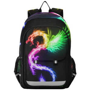 �C���R ���� �o�[�h �g���x���L�����A�[ Backpack for Boys Girls, Rainbow Fire Dragon Backpack Students Bookbag Daypack for School Primary Teens �y���s�A���i�z