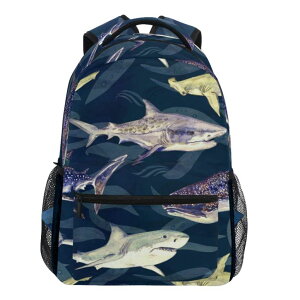 �C���R ���� �o�[�h �g���x���L�����A�[ Oarencol Sharks Dark Blue Backpacks Animal Fish Bookbags Daypack Travel School College Bag for Womens Girls Mens Boys Teens �y���s�A���i�z