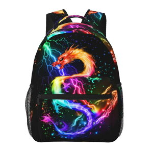 �C���R ���� �o�[�h �g���x���L�����A�[ Giwawa Rainbow Dragon Backpack for Girls Cool Lighting Bookbags for 2nd 3rd 4th 5th 6th Grade Boys Kids Animal Backpacks Back to School Gifts �y���s�A���i�z