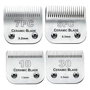 �y�b�g�o���J�� Dog Grooming Clipper Replacement Blades Compatible with Andis Pet Clipper/Oster A5/Wahl KM Series Dog Clipper,Ceramic Blade & Stainless Steel Blade(10+30+7FC+5FC) �y���s�A���i�z