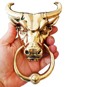 �h�A�m�b�J�[ Anatolica Bull Head Door Knocker,Solid Brass,6.5 inches Tall,Front Door Ornament (Antique Brass) �y���s�A���i�z