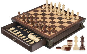 �`�F�X�Z�b�g Peradix Magnetic Chess Set with 2 Built-in Storage Drawers, 15'' Wooden Strategy Board Games, 2 Extra Queens, Luxury Magnet Chess Game for Adults, Kids and Family Game Night, Gift Package �y���s�A���i�z