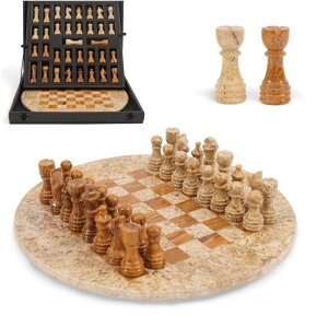 �`�F�X�Z�b�g EarthenTones Marble Chess Set for Adults with Complementary Storage Box, 15 Coral & Red Handmade Chess Board Game with 2 Extra Queens, Unique Gift & Home D?cor �y���s�A���i�z
