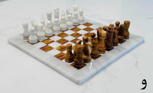 �`�F�X�Z�b�g Wow Brand Canada 12�� Solid Marble Chess Set ? White Base & Brown Pieces ? Luxury Stone Board Game for Home D?cor & Gift for Chess Enthusiasts �y���s�A���i�z