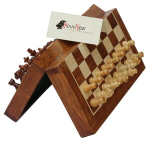 �`�F�X�Z�b�g 10.5 Wood Chess Set - Handmade Premium Magnetic Folding Chess Board - Wooden Travel Staunton Chess Game with Built in Storage �y���s�A���i�z