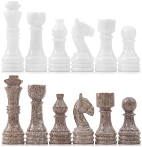 �`�F�X�Z�b�g Radicaln Marble Chess Figures 3.5'' Inches White and Oceanic Handmade Marble Chess Pieces for Board Game and Travel Set for Adults �y���s�A���i�z