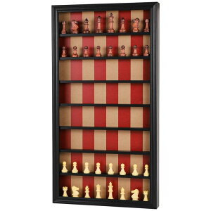 �`�F�X�Z�b�g Grhonior Wall Mount Chess Board Game Wooden Giant Chess Game Set Vertical Hanging Display Case Family Play Game Art Decor for Home (Black) �y���s�A���i�z