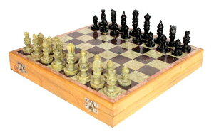 �`�F�X�Z�b�g StonKraft - 12 x 12 Stone Wooden Chess Game Board Set + Hand Crafted Stone Pawns �y���s�A���i�z