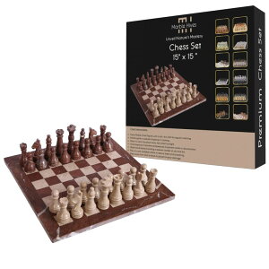 �`�F�X�Z�b�g Marble Hives 15 Inch Luxury Chess Set Classic Chess Boards for Adults with Handcrafted Stone Board & Marble Chess Pieces Ideal for Home Decor (Marina & Virona) �y���s�A���i�z