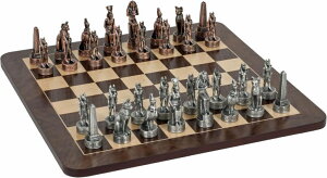 �`�F�X�Z�b�g WE Games Egyptian Luxury Chess Set - Unique Sculpted Pewter Chess Pieces & Walnut Root Wooden Chess Board, 16 inch Board �y���s�A���i�z