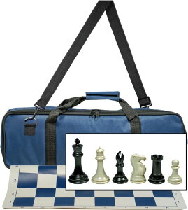 �`�F�X�Z�b�g WE Games Ultimate Tournament Chess Set - Blue Portable Chess Board, 4 in. King, Travel Chess Set with Foldable Silicone Mat, Canvas Bag, Triple Weighted Chess Pieces, Perfect Adult Travel Set �y���s�A���i�z