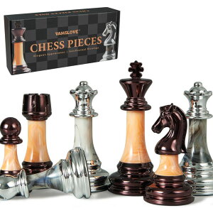 �`�F�X�Z�b�g Vamslove Heavy Weighted Acrylic Chess Pieces Only with Leather Base-3.5'' King with Storage Slots-Extra 2 Queens-34 Staunton Tournament Chessmen for Chess Set or Replacement of Missing Pieces �y���s�A���i�z