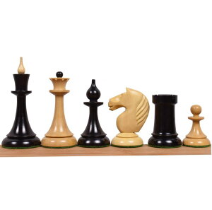 �`�F�X�Z�b�g Royal Chess Mall 1950s Soviet Latvian Reproduced Chess Pieces Only Chess Set, Ebonized Boxwood Wooden Chess Set, 4-in King, Double Weighted Chess Pieces (2.5 lbs) �y���s�A���i�z