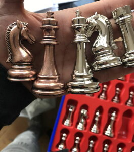 �`�F�X�Z�b�g Luxury Chess Set for Adults Bronze Weighted Chess Pieces Handmade Chessmen Custom Wooden Chess Board with Storage 14.5-inch - Gift for Husband, Dad, Birthday's (Chessmen Only) �y���s�A���i�z